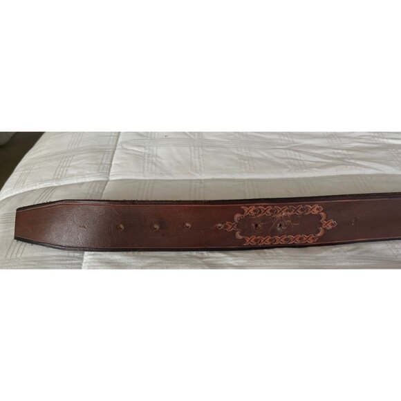 Vtg 1973 Handmade In Tlaquepaque Mexico Leather Belt With Snap To Inter Change - Picture 5 of 8